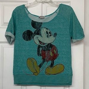 Disney Parks Mickey Mouse French Terry Short Sleeve Top Sz S